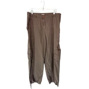 J. Jill Pants Brown Casual Basic Cargo Relaxed Cropped‎ Gorpcore Size 18 Tall